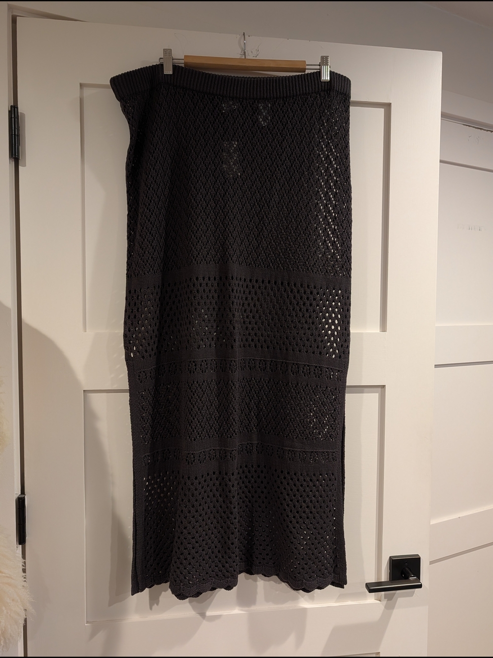Aerie Charcoal Crochet Knit Maxi Skirt
